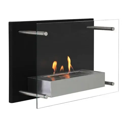 Pelios Bio-Ethanol Wandkamin Nevada schwarz – 2,2 kW, ohne Schornstein